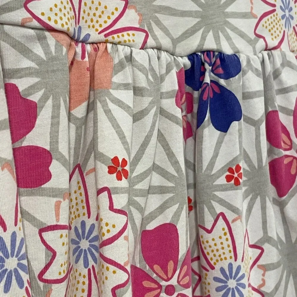 ~ Tea Dress, 5 Girls, Floral, Long Sleeve, Wrap, Pink Gray Purple Cotton Stretch